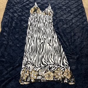 Zebra Print Dress with Gold Accents